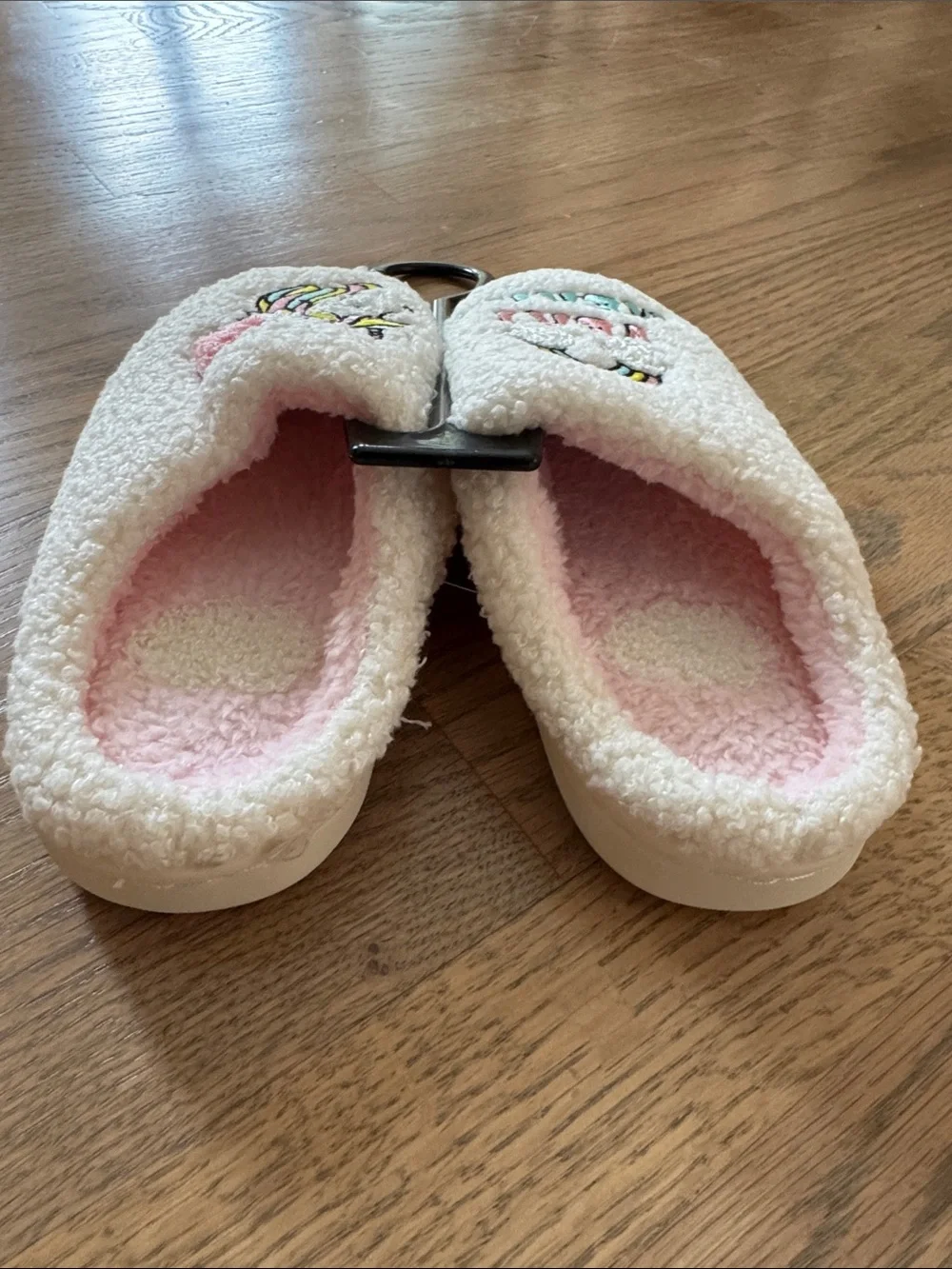 Kids Cozy Unicorn & Rainbow Slippers - White/Pink